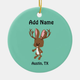 Ornement Rond En Céramique Cute Jackalope - Austin, Texas