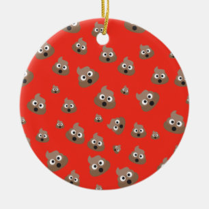 Ornement Rond En Céramique Cute Poop Emoji Motif