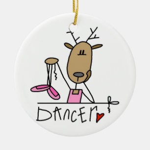 Ornement Rond En Céramique Danseur l'ornement de souvenir de Noël de renne