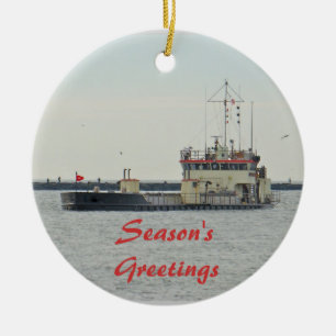 Ornement Rond En Céramique De péniche admission Season'sGreetings de Barnega