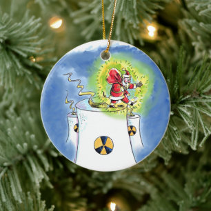 Ornement rond en céramique de Père Noël nucléarisé