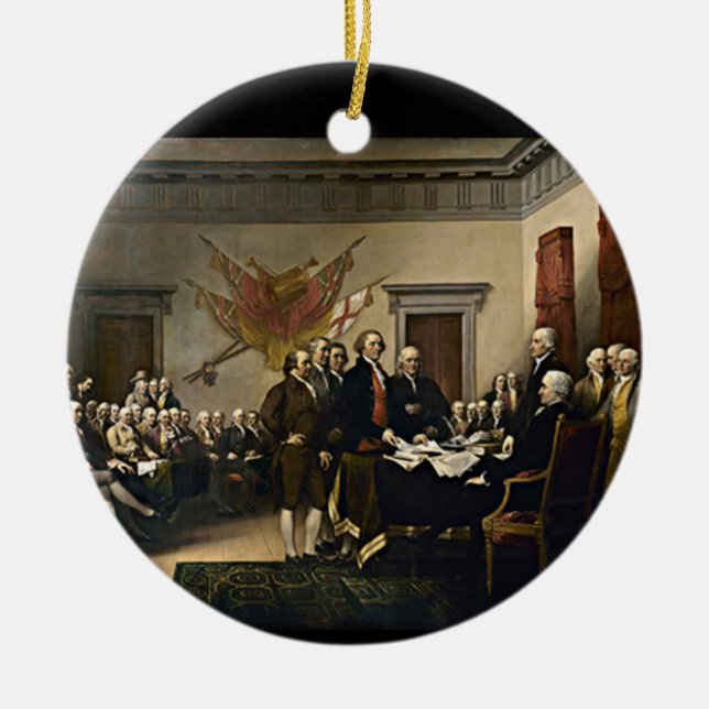Ornement Rond En Céramique Déclaration d'indépendance 1776 (Devant)