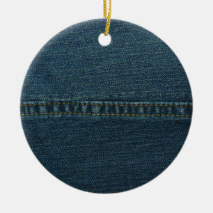Ornement Rond En Céramique Denim bleu