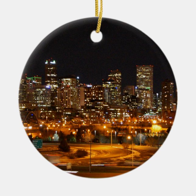 Ornement Rond En Céramique Denver la nuit (Devant)