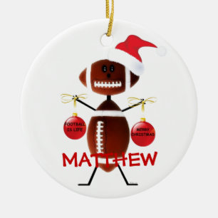 Ornement Rond En Céramique Dessin de Noël de football