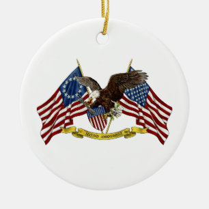 Ornement Rond En Céramique Deuxième liberté Eagle d'amendement