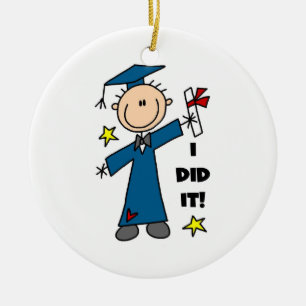 Ornement Rond En Céramique Diplômé de garçon