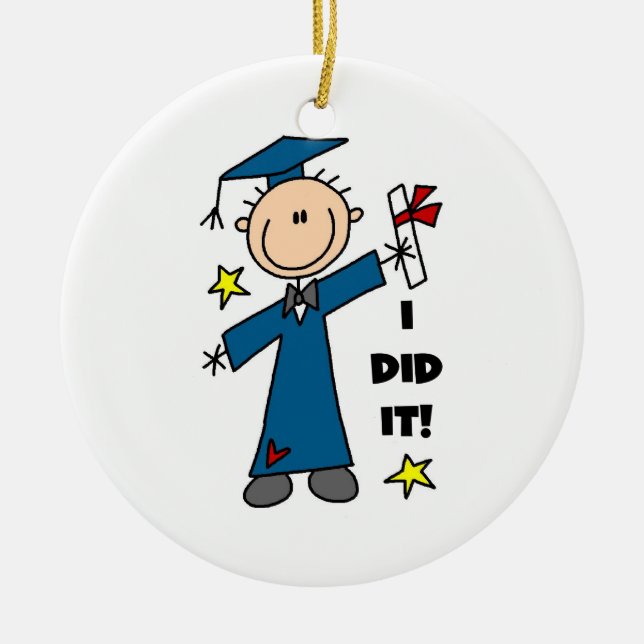 Ornement Rond En Céramique Diplômé de garçon (Devant)