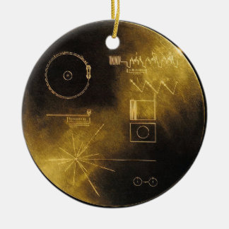 Ornement Rond En Céramique Disque d'or de Voyager