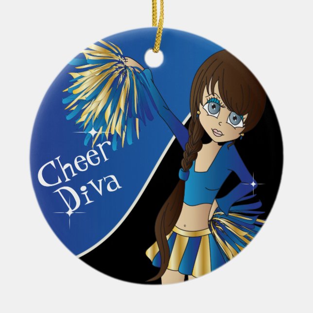 Ornement Rond En Céramique 📣 💖 Diva Blue Pom-pom girl Girl (Devant)