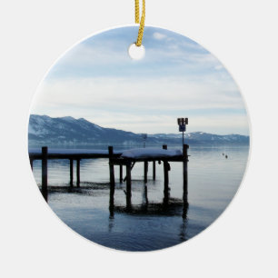 Ornement Rond En Céramique Dock du lac Tahoe