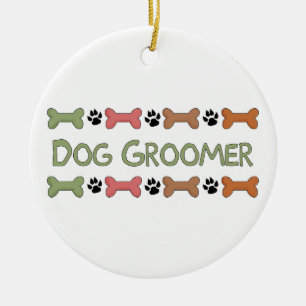 Ornement Rond En Céramique Dons de chien Groomer