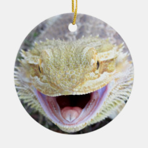 Ornement Rond En Céramique Dragon barbu heureux superbe