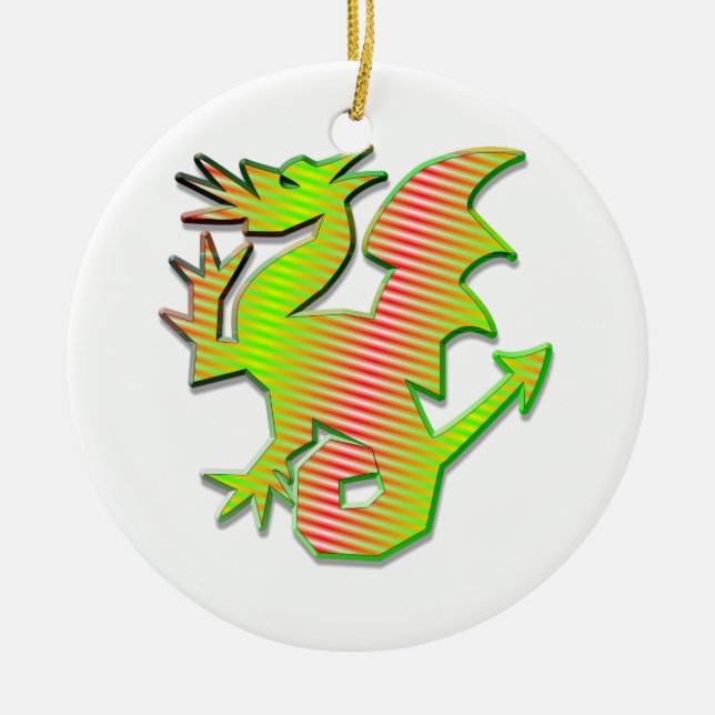 Ornement Rond En Céramique Dragon stylisé (Devant)