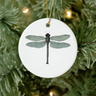 Ornement Rond En Céramique Dragonfly Vintage