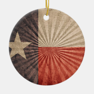 Ornement Rond En Céramique Drapeau cool Grunge Texas