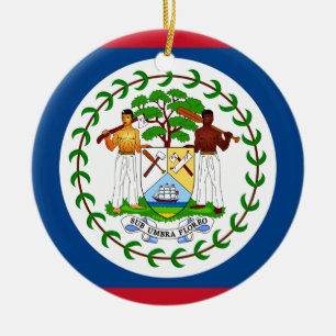 Ornement Rond En Céramique Drapeau de Belize