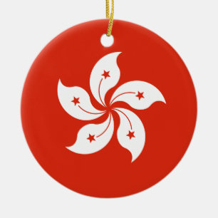 Ornement Rond En Céramique Drapeau de Hong Kong