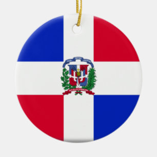 Ornement Rond En Céramique Drapeau de la République Dominicaine