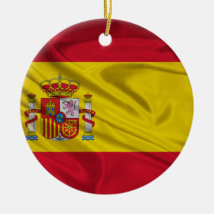 Ornement Rond En Céramique Drapeau de l'Espagne