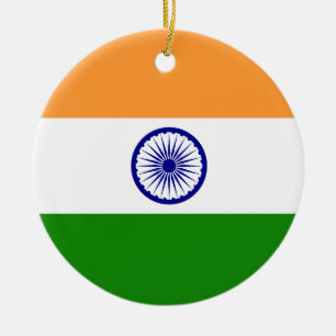 Ornement Rond En Céramique Drapeau de l'Inde