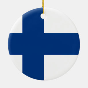 Ornement Rond En Céramique Drapeau de l'ornement finlandais