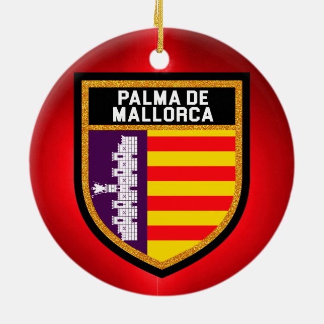 Ornement Rond En Céramique Drapeau de Palma de Majorque (Dos)