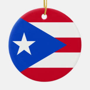 Ornement Rond En Céramique Drapeau de Porto Rico