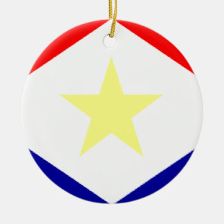 Ornement Rond En Céramique Drapeau de Saba