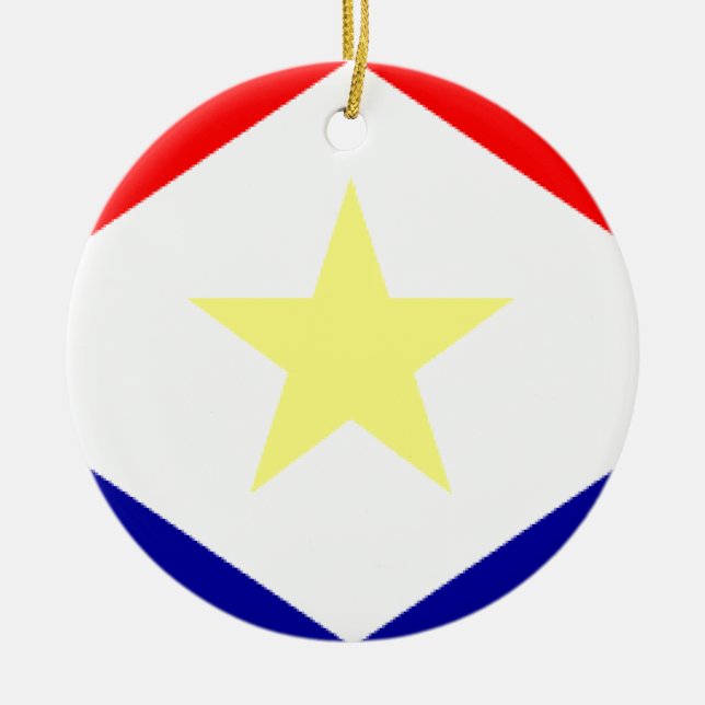 Ornement Rond En Céramique Drapeau de Saba (Devant)