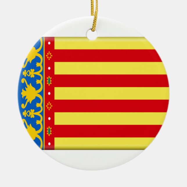 Ornement Rond En Céramique Drapeau de Valence (Devant)