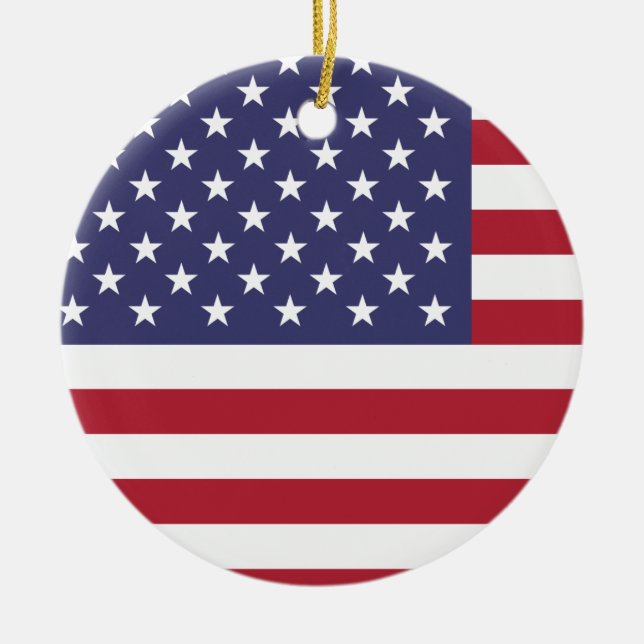 Ornement Rond En Céramique Drapeau des États-Unis (Devant)