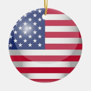 Ornement Rond En Céramique Drapeau des Etats-Unis