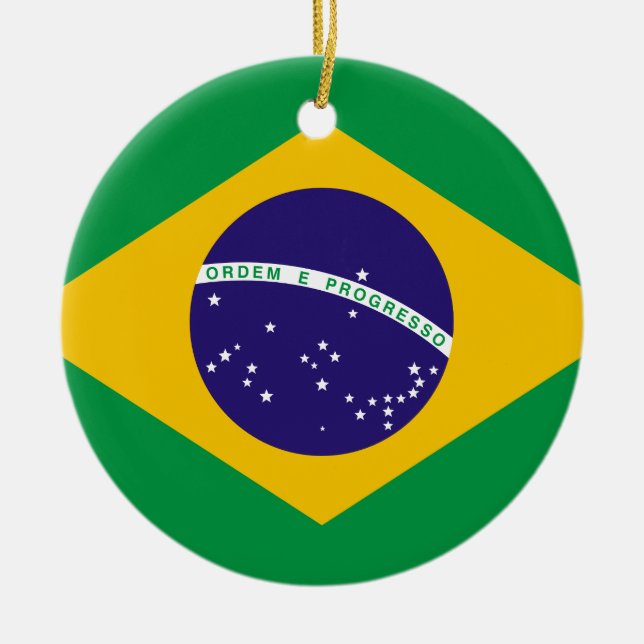 Ornement Rond En Céramique Drapeau du Brésil (Devant)