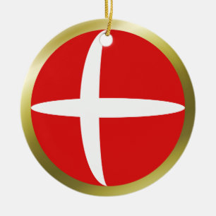 Ornement Rond En Céramique Drapeau du Danemark