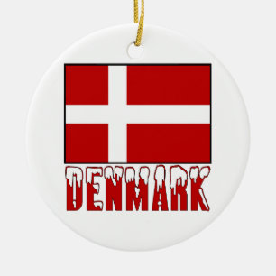 Ornement Rond En Céramique Drapeau du Danemark Neige