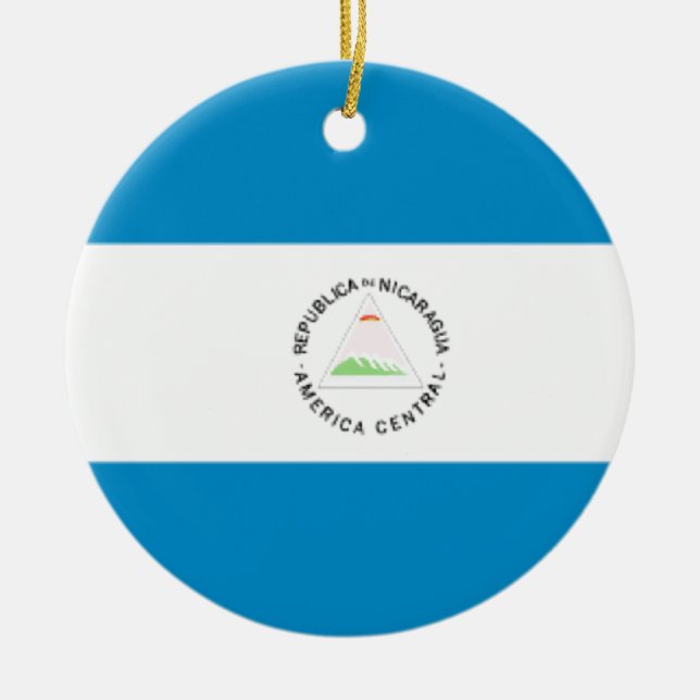 Ornement Rond En Céramique Drapeau du Nicaragua (Devant)