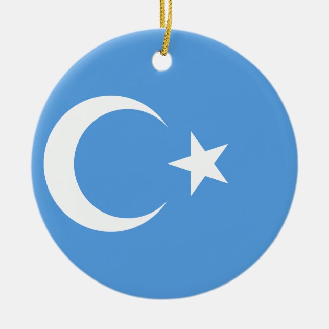 Ornement Rond En Céramique Drapeau est de Turkestan Uyghur (Devant)