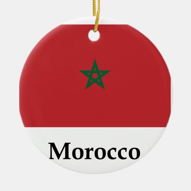 Ornement Rond En Céramique Drapeau et nom du Maroc (Devant)