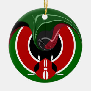 Ornement Rond En Céramique Drapeau Fluid Kenyan : Un design moderne