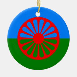 Ornement Rond En Céramique Drapeau gitan bohémien officiel
