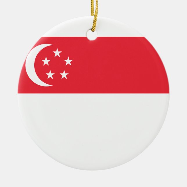 Ornement Rond En Céramique Drapeau national du monde de Singapour (Devant)