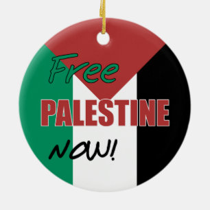 Ornement Rond En Céramique Drapeau palestinien libre