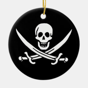 Ornement Rond En Céramique Drapeau pirate Jack Rackham