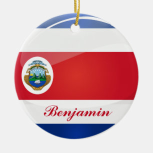 Ornement Rond En Céramique Drapeau rond de Rican de côte