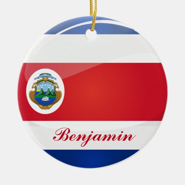 Ornement Rond En Céramique Drapeau rond de Rican de côte (Devant)