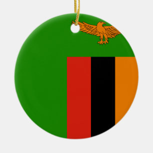 Ornement Rond En Céramique Drapeau Zambie