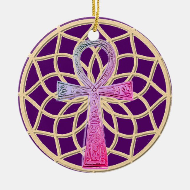 Ornement Rond En Céramique Dream Catcher Ankh (Devant)