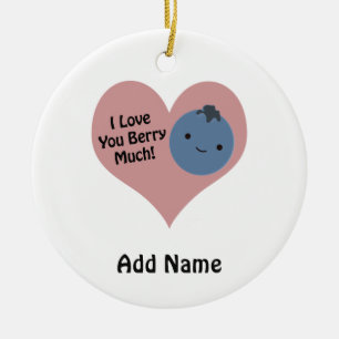 Ornement Rond En Céramique Drôle Je T'Aime Berry Beaucoup mignon Kawaii Blue