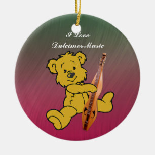 ORNEMENT ROND EN CÉRAMIQUE DULCIMER OURS ORNAMENT